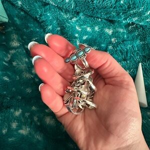 Silver bundle 4 of the same turquoise and 2 of the same large accent ring